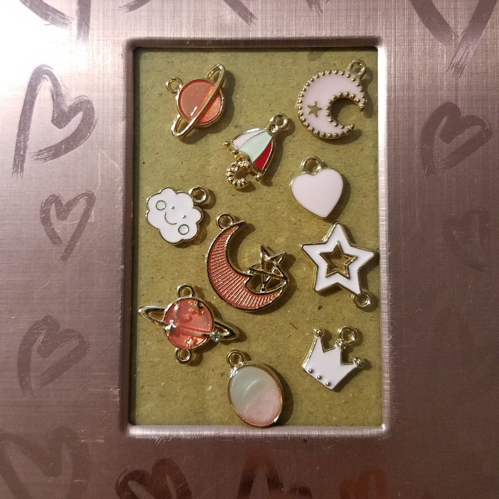 Assorted Enamel Charms/Pendants - sky, planet, space